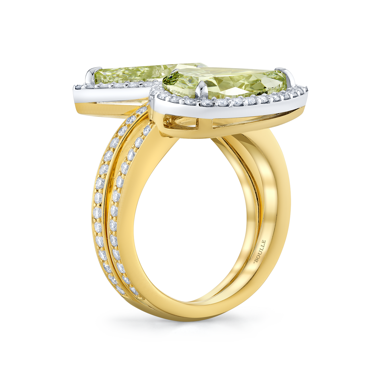 deBoulle High Jewelry Toi Et Moi Ring with Green Diamonds