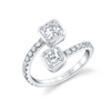 deBoulle Collection Toi Et Moi Ring with Radiant and Cushion Cut Diamonds