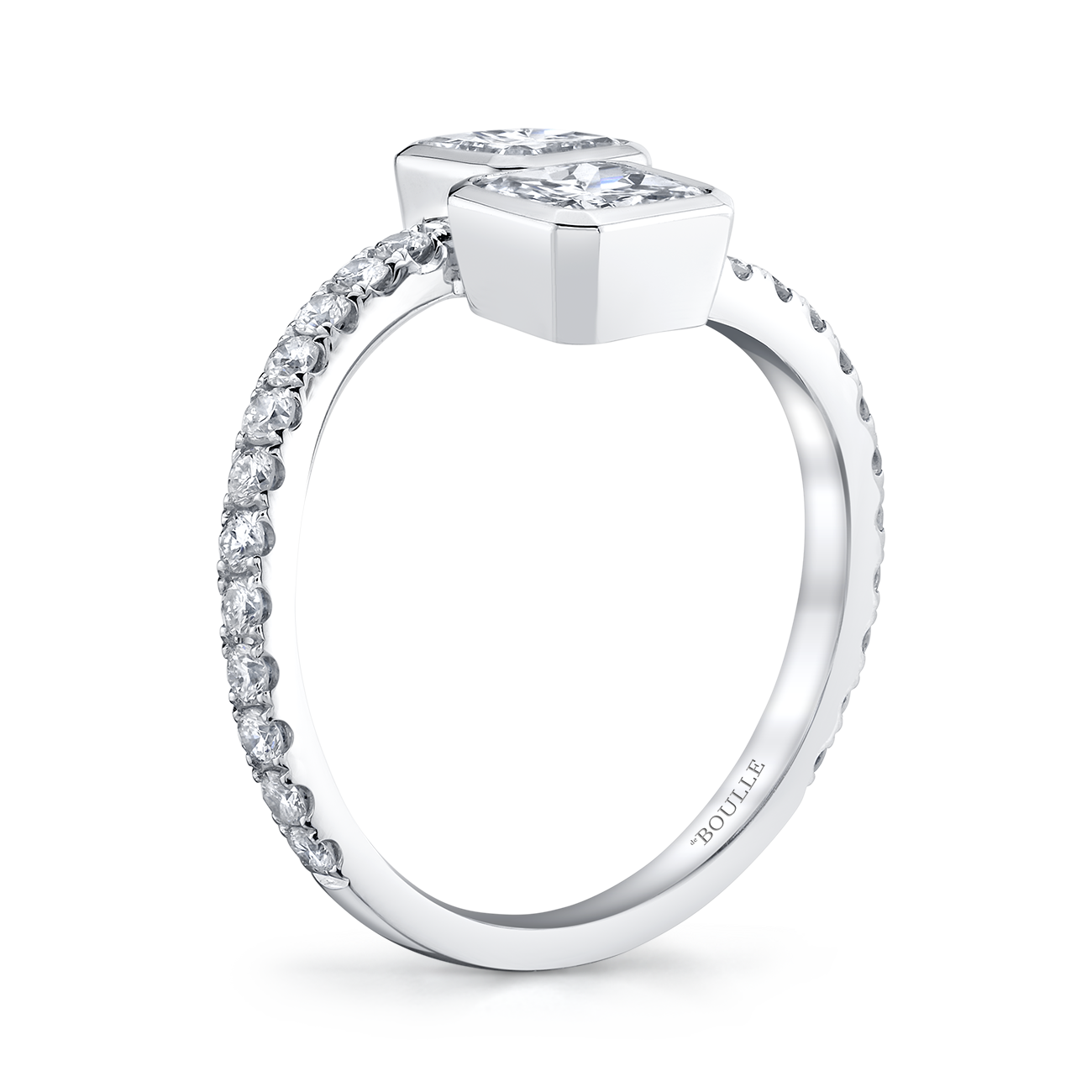 deBoulle Collection Toi Et Moi Ring with Radiant and Cushion Cut Diamonds