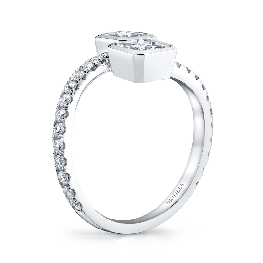 deBoulle Collection Toi Et Moi Ring with Radiant and Cushion Cut Diamonds