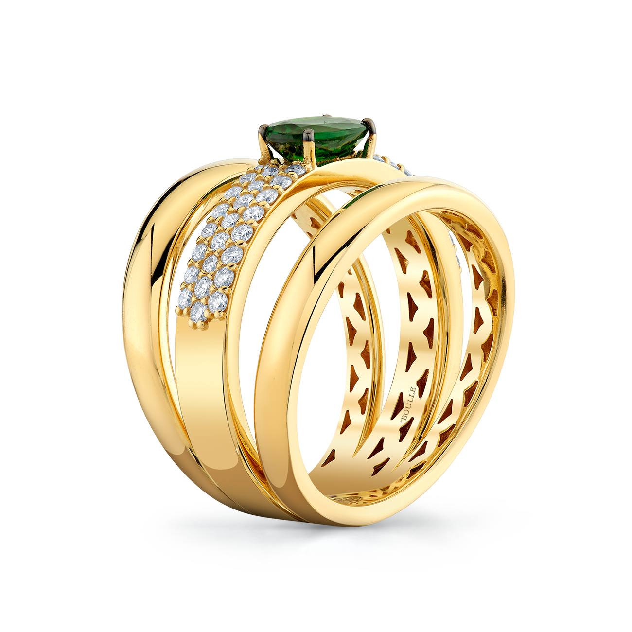 deBoulle Collection Tsavorite Three Row Ring