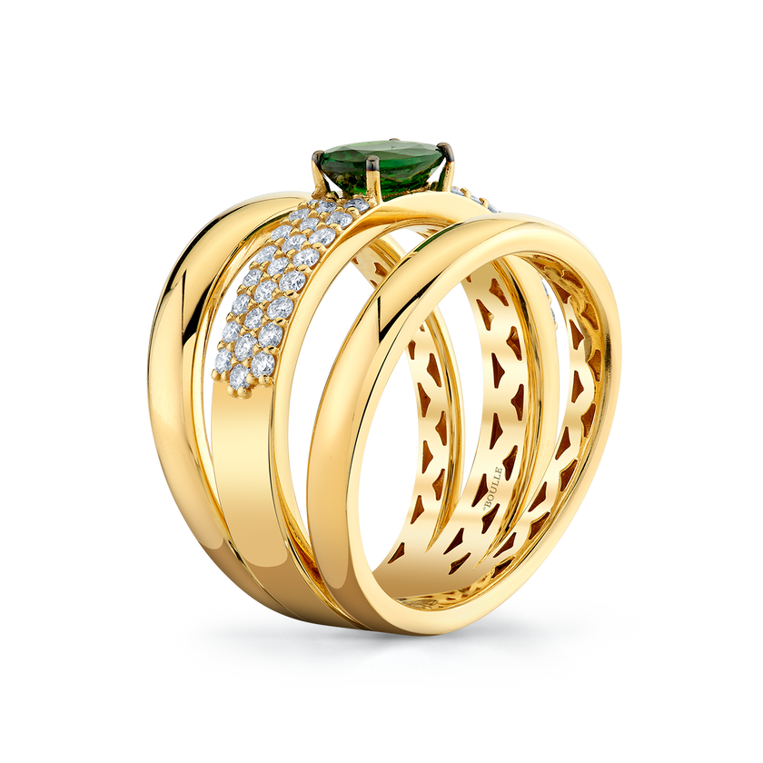 deBoulle Collection Tsavorite Three Row Ring