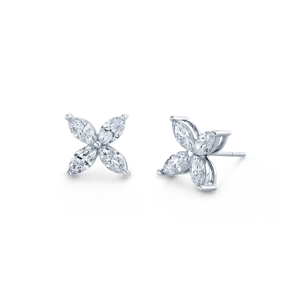 deBoulle Collection Four Petal Earrings in White Gold