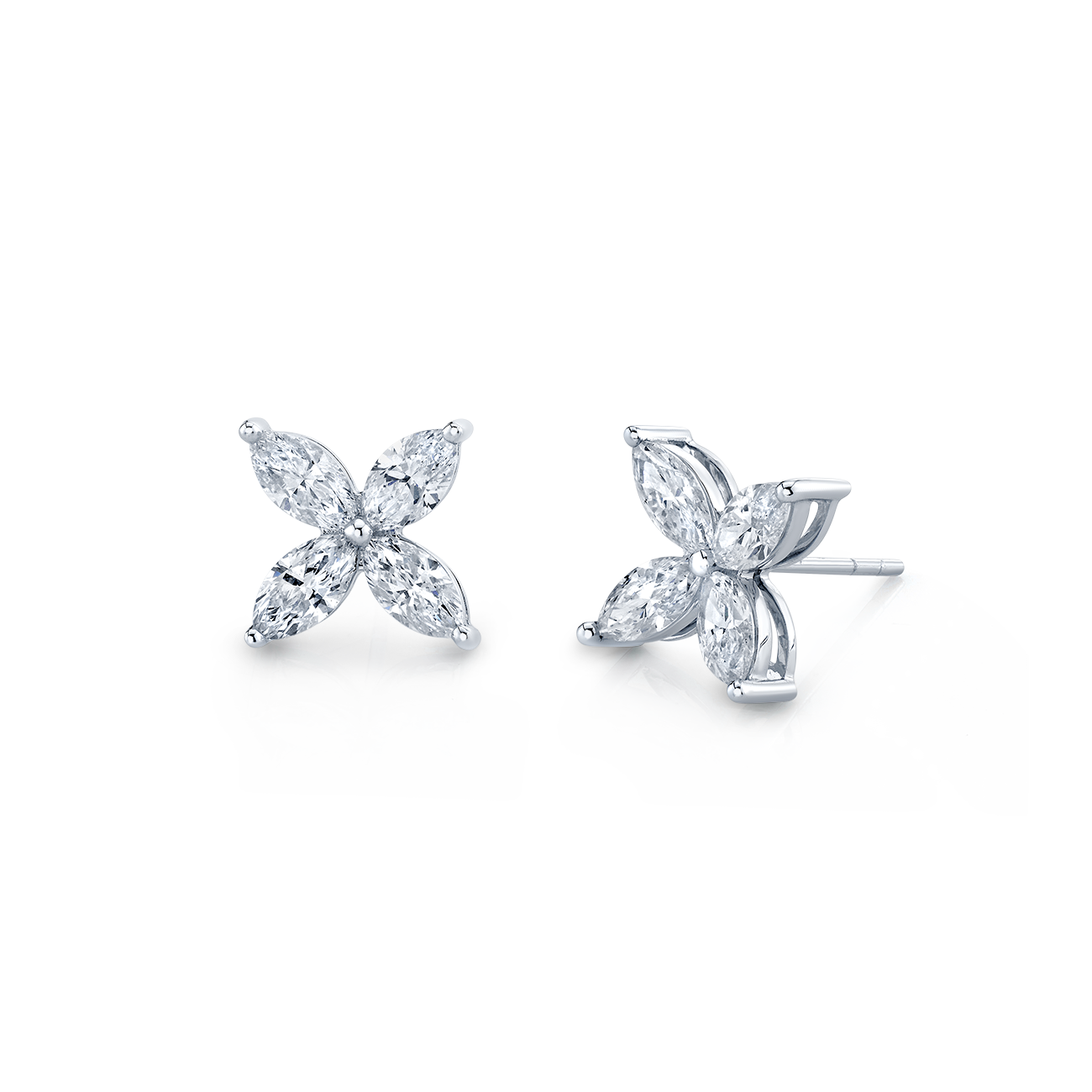 deBoulle Collection Four Petal Earrings in White Gold