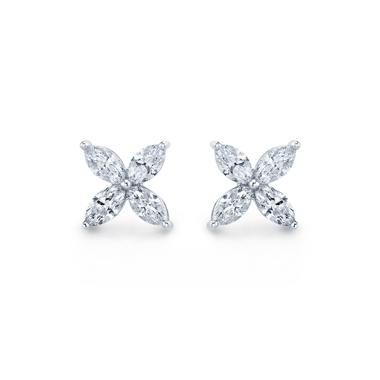 deBoulle Collection Four Petal Earrings in White Gold