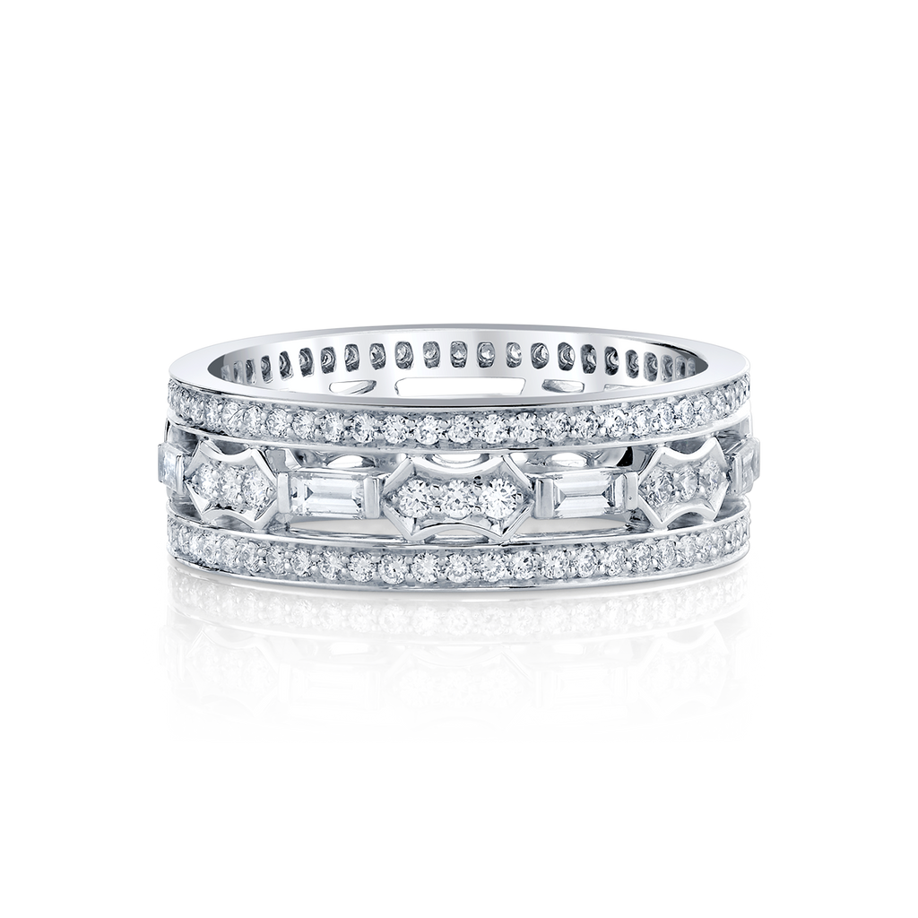 deBoulle Collection Stacked Grace Ring in White Gold