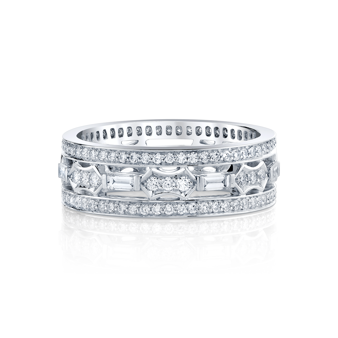 deBoulle Collection Stacked Grace Ring in White Gold