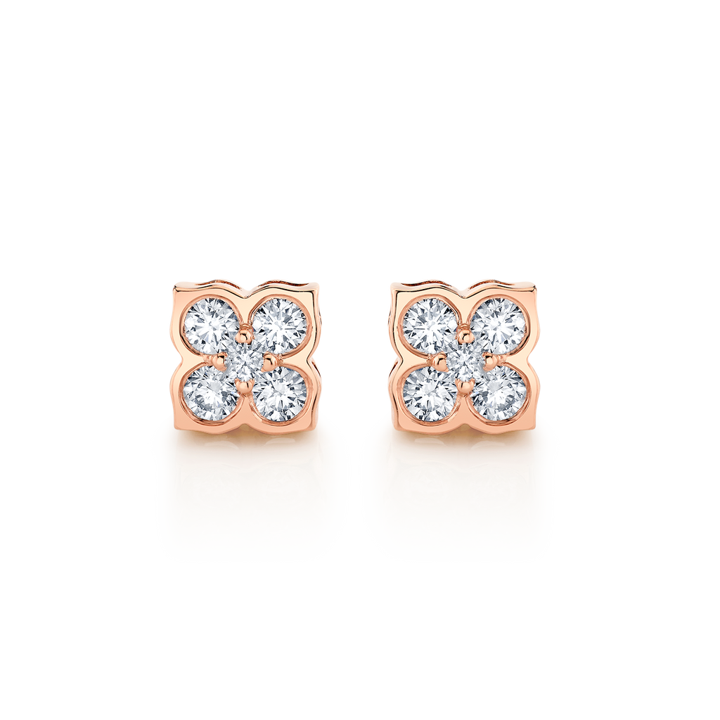 deBoulle Collection Pointed Floral Earrings in Rose Gold
