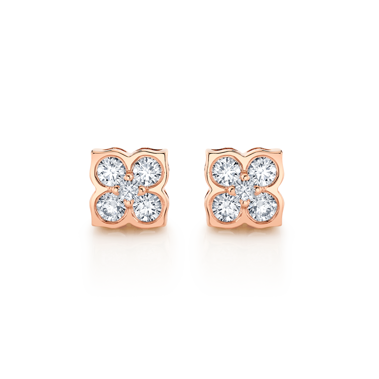 deBoulle Collection Pointed Floral Earrings in Rose Gold