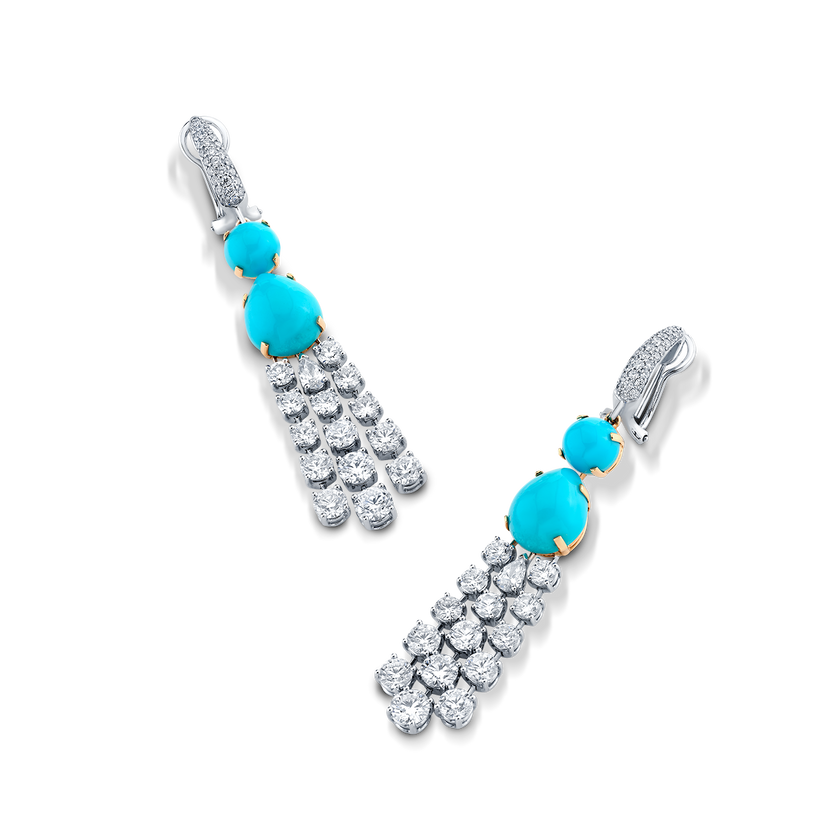 deBoulle High Jewelry Turquoise Diamond Earrings