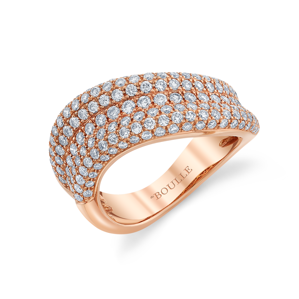 deBoulle Collection Pavé Wave Ring in Rose Gold