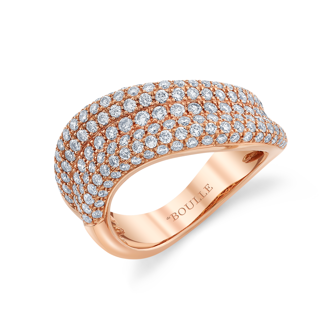 deBoulle Collection Pavé Wave Ring in Rose Gold