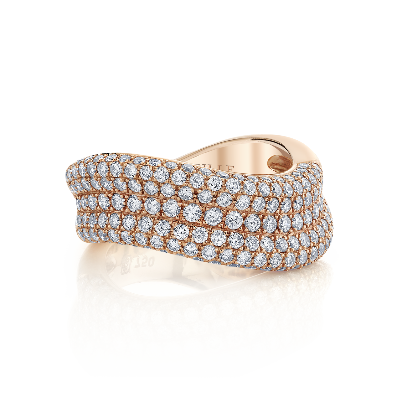 deBoulle Collection Pavé Wave Ring in Rose Gold