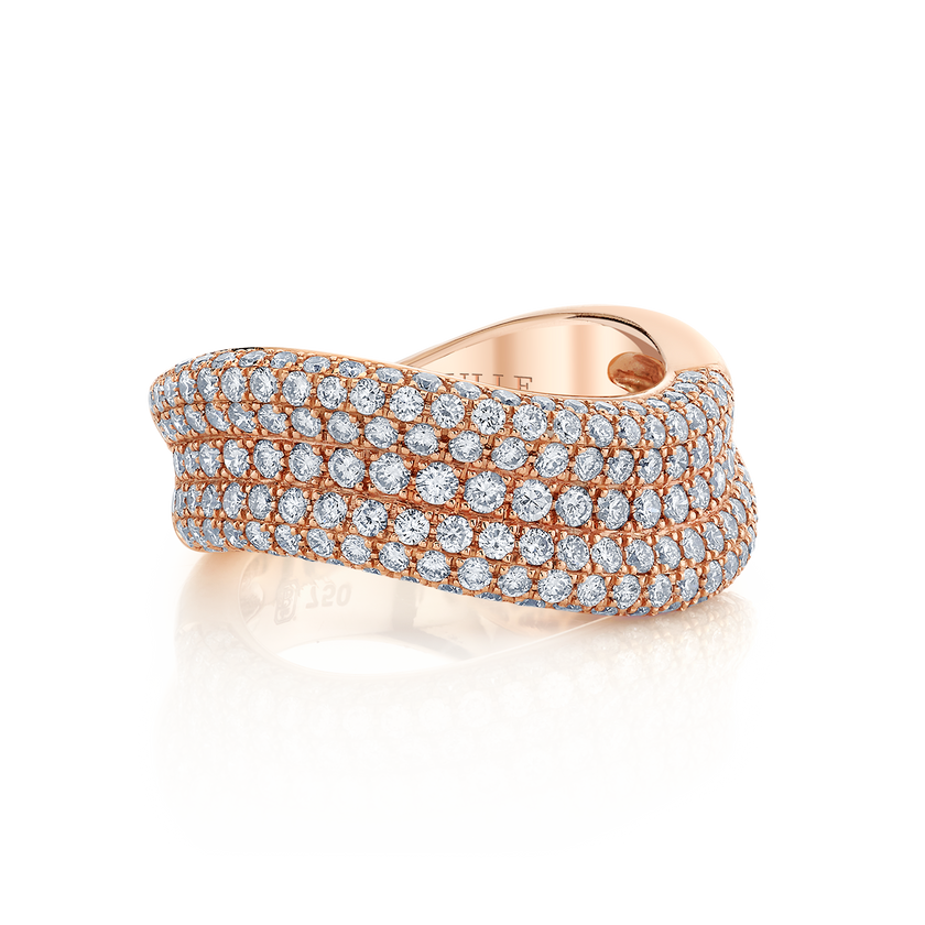 deBoulle Collection Pavé Wave Ring in Rose Gold
