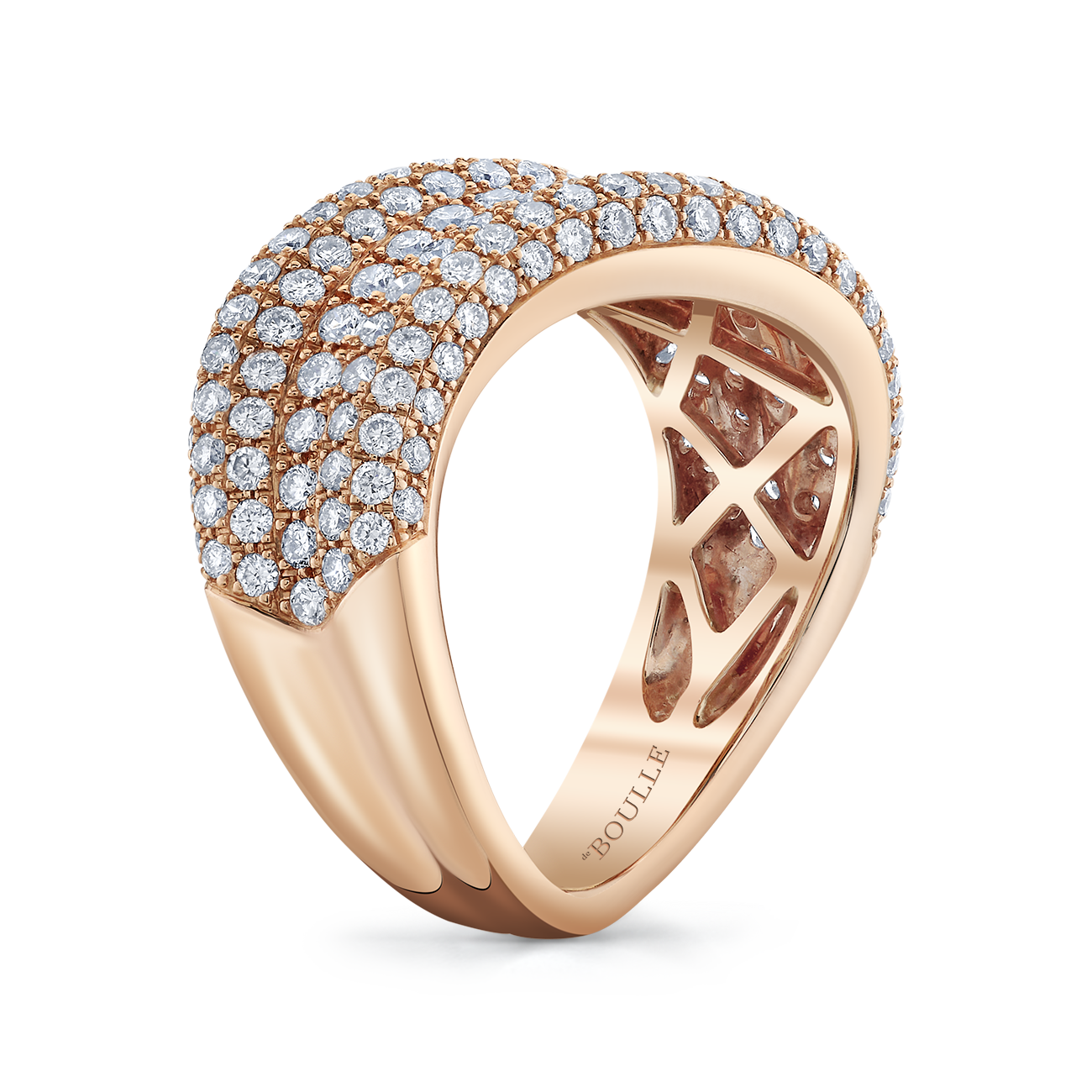 deBoulle Collection Pavé Wave Ring in Rose Gold