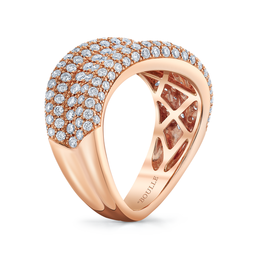 deBoulle Collection Pavé Wave Ring in Rose Gold
