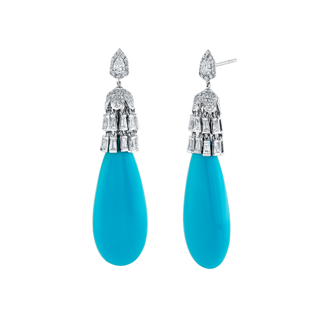 deBoulle High Jewelry Sleeping Beauty Turquoise Drop Earrings