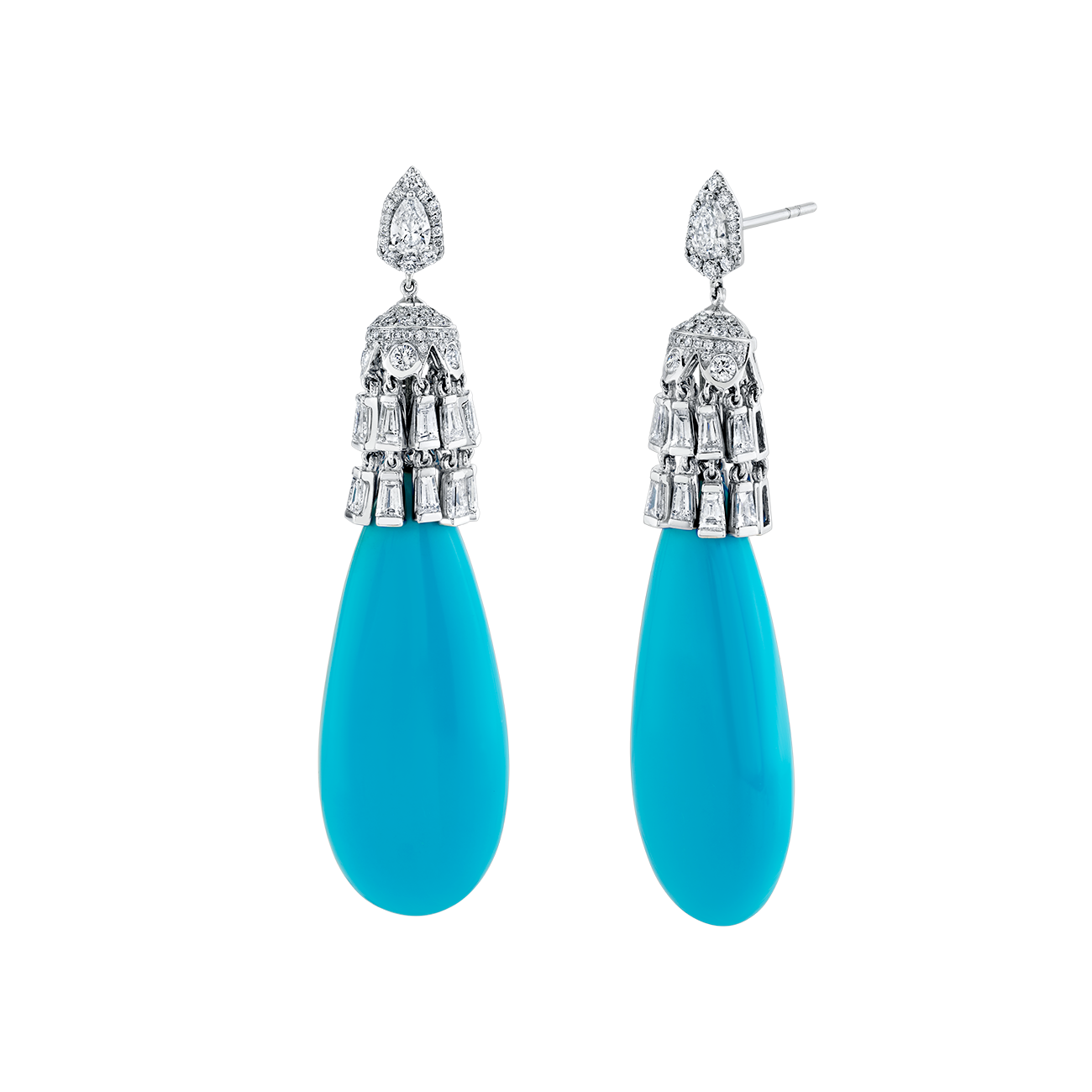 deBoulle High Jewelry Sleeping Beauty Turquoise Drop Earrings
