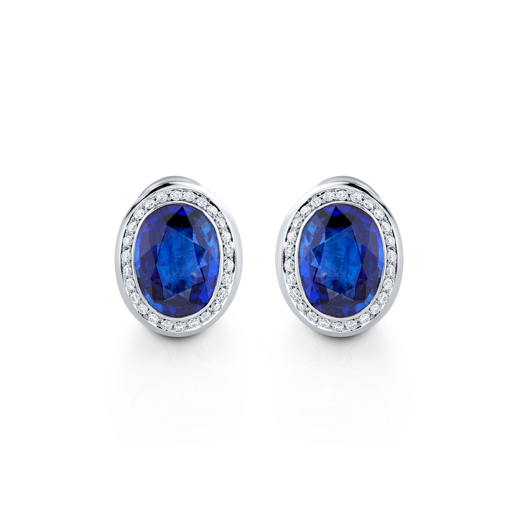 deBoulle Collection Oval Sapphire and Diamond Earrings