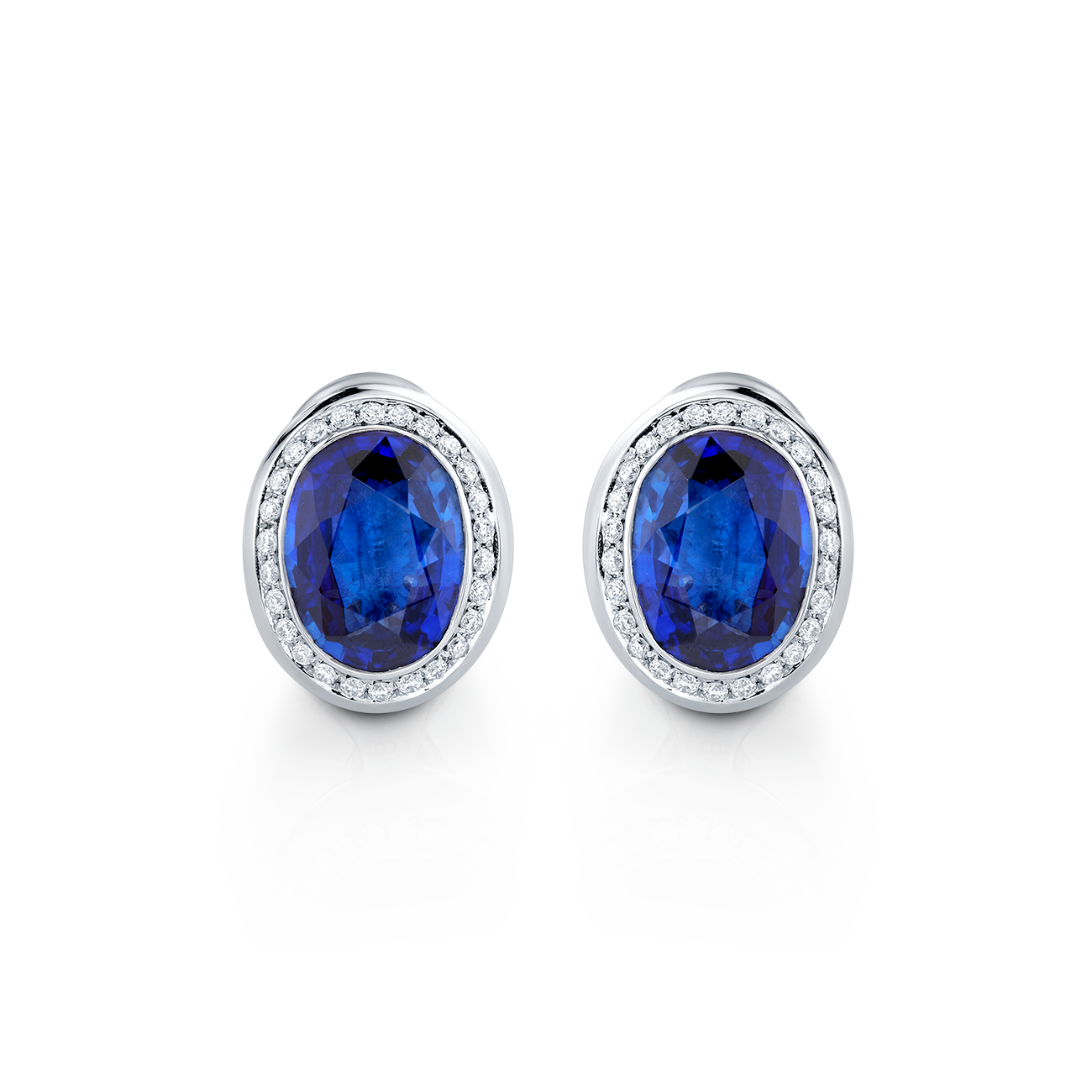 deBoulle Collection Oval Sapphire and Diamond Earrings