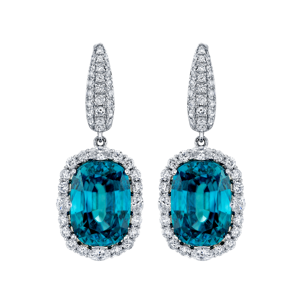 deBoulle Collection Blue Zircon Diamond Drop Earrings