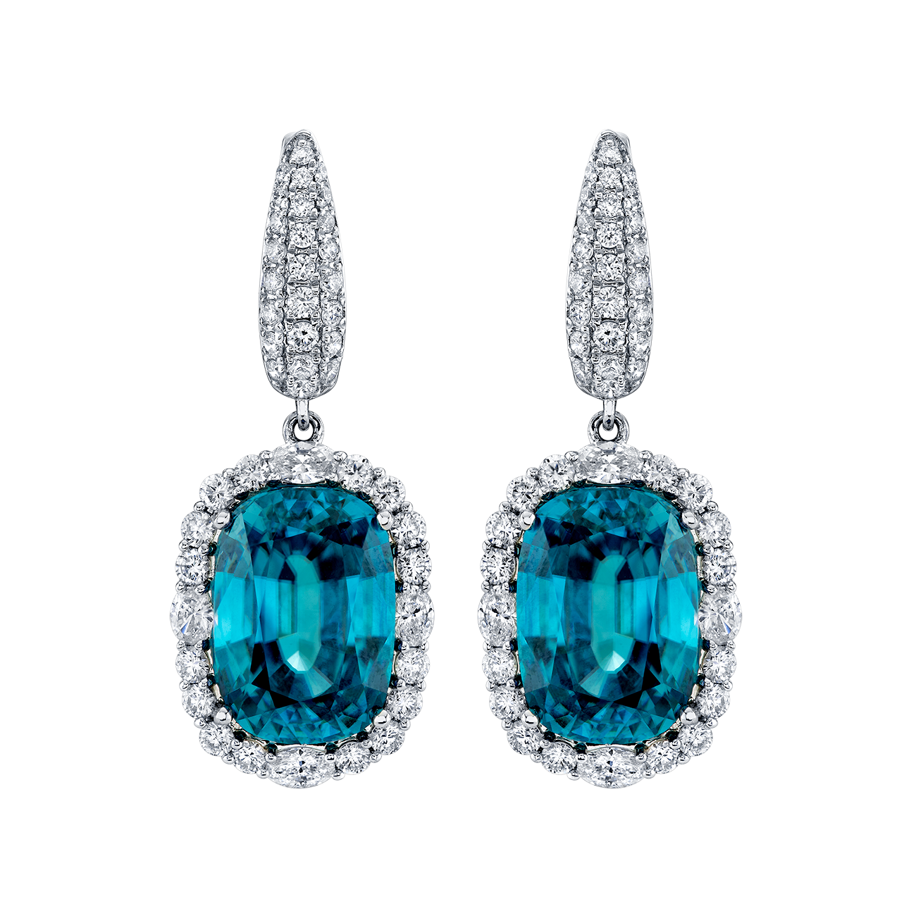deBoulle Collection Blue Zircon Diamond Drop Earrings