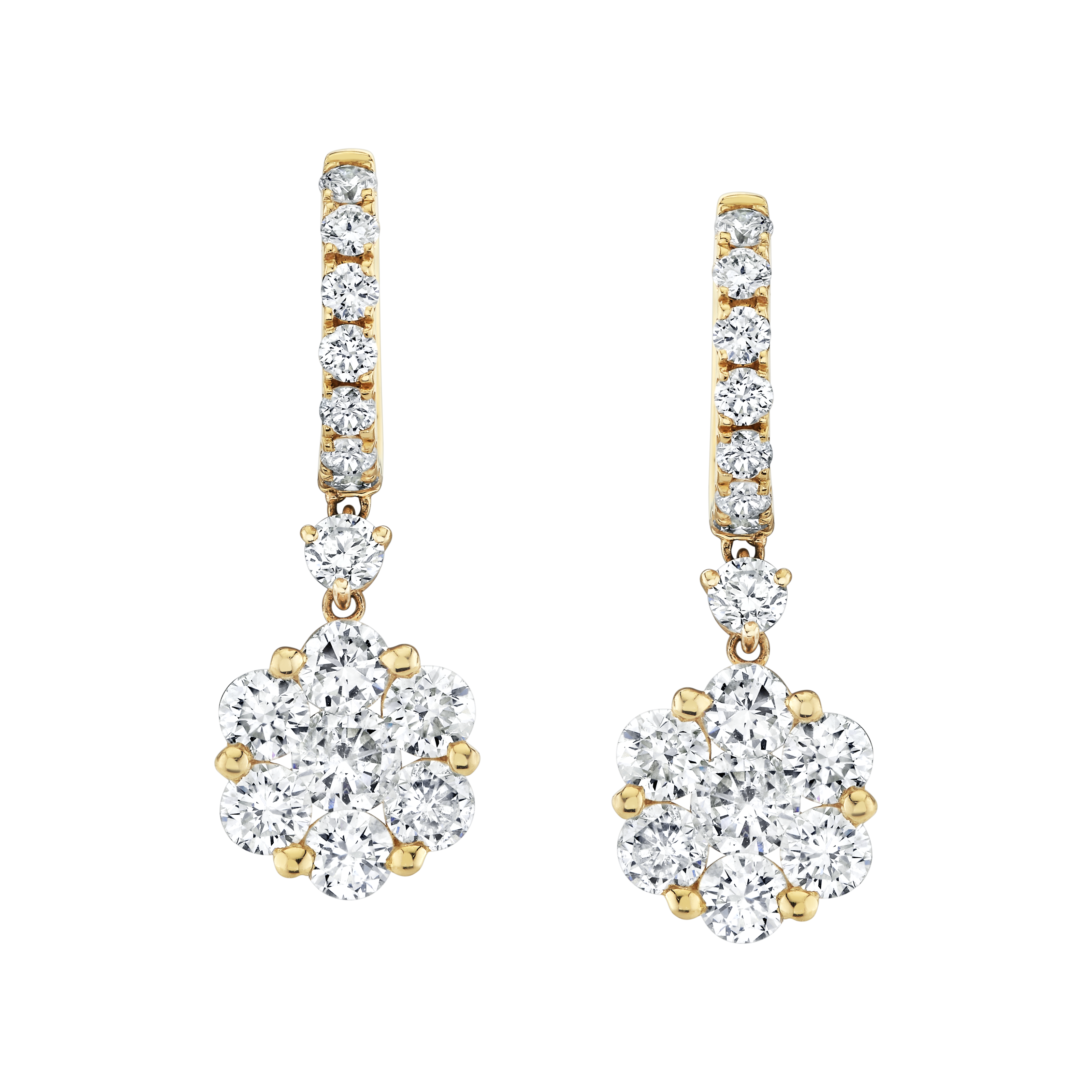 deBoulle Collection Flower Drop Earrings in Yellow Gold