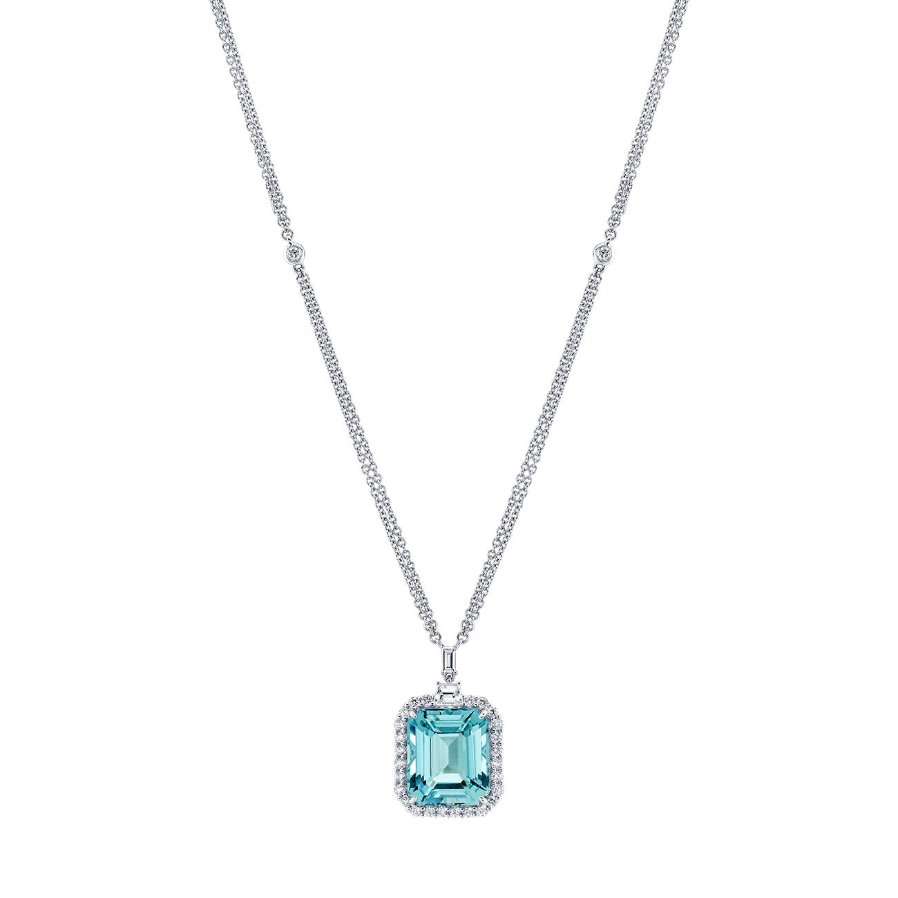 deBoulle Collection Aquamarine and Diamond Pendant