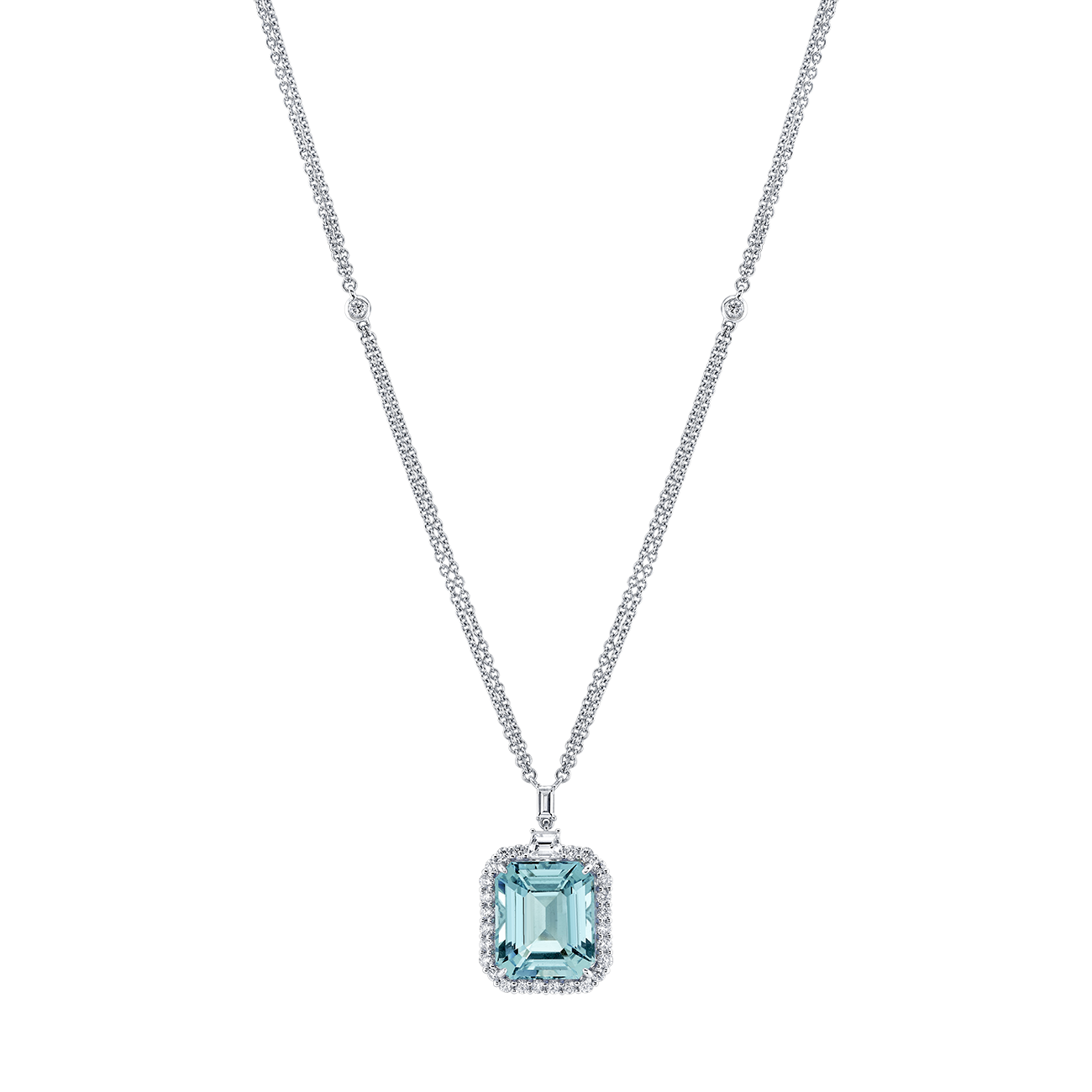 deBoulle Collection Aquamarine and Diamond Pendant