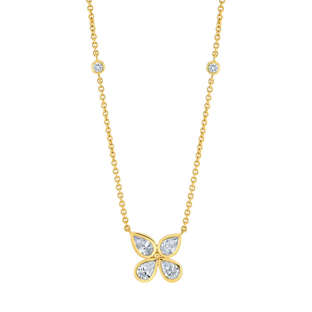 deBoulle Collection Pear Shape Diamond Flower Necklace