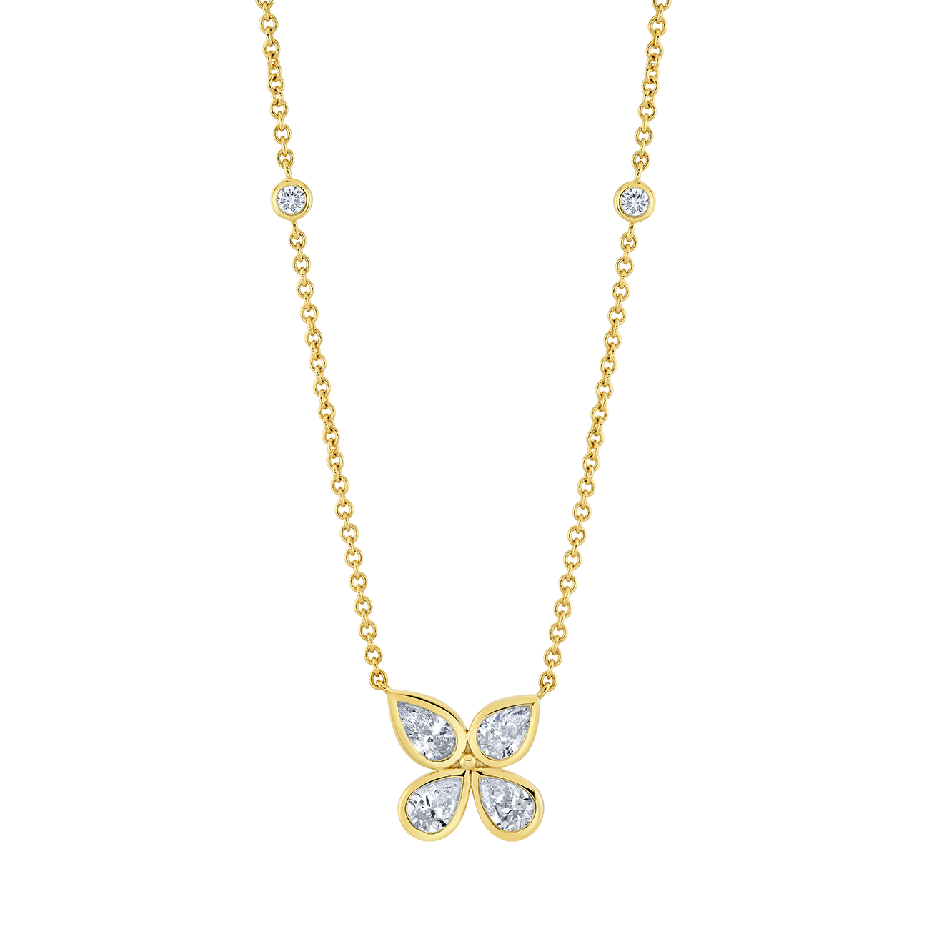 deBoulle Collection Pear Shape Diamond Flower Necklace