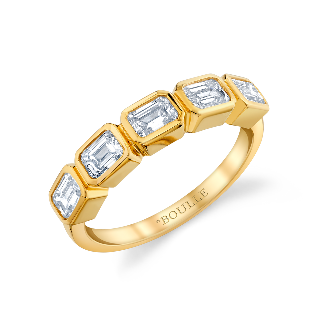 deBoulle Collection Classic Five Diamond Emerald Ring