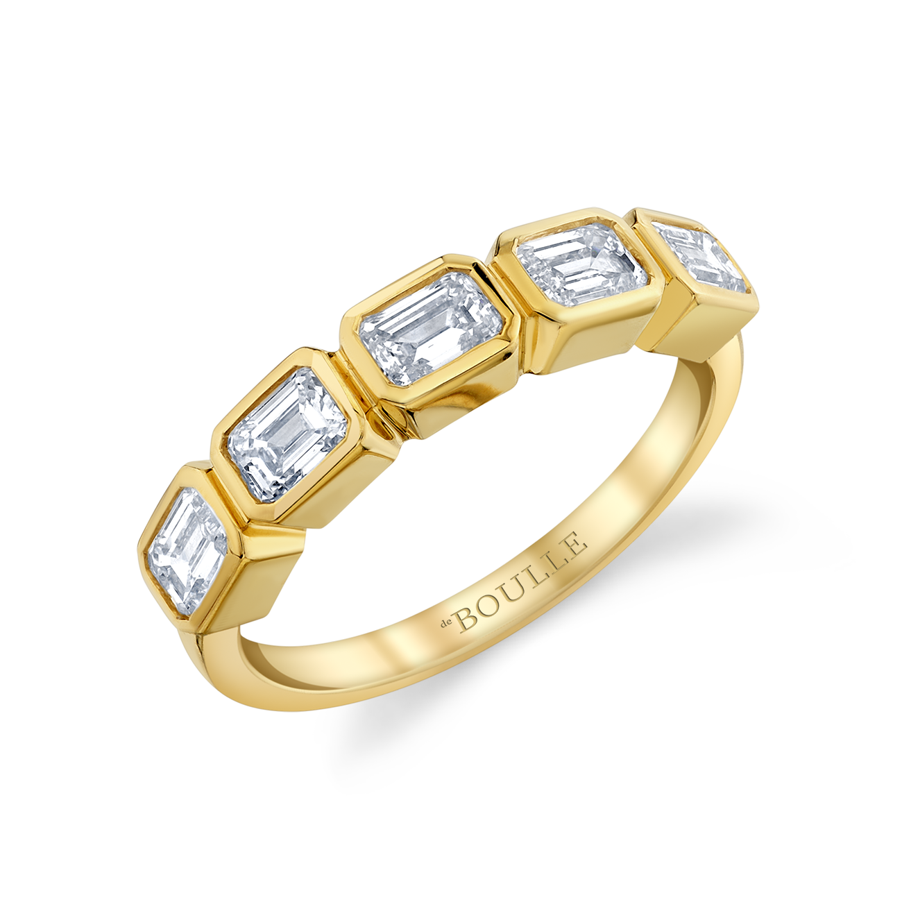 deBoulle Collection Classic Five Diamond Emerald Ring