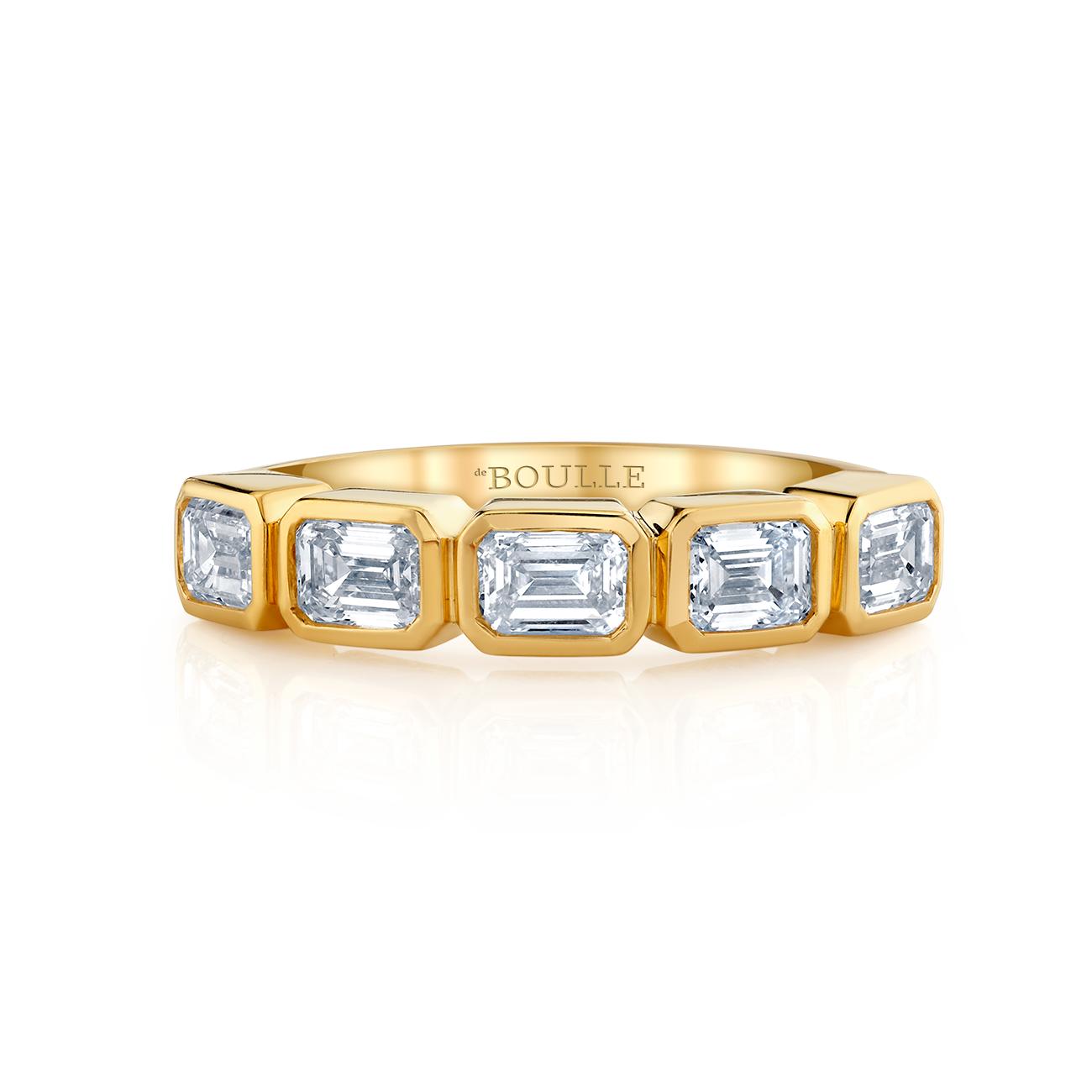 deBoulle Collection Classic Five Diamond Emerald Ring