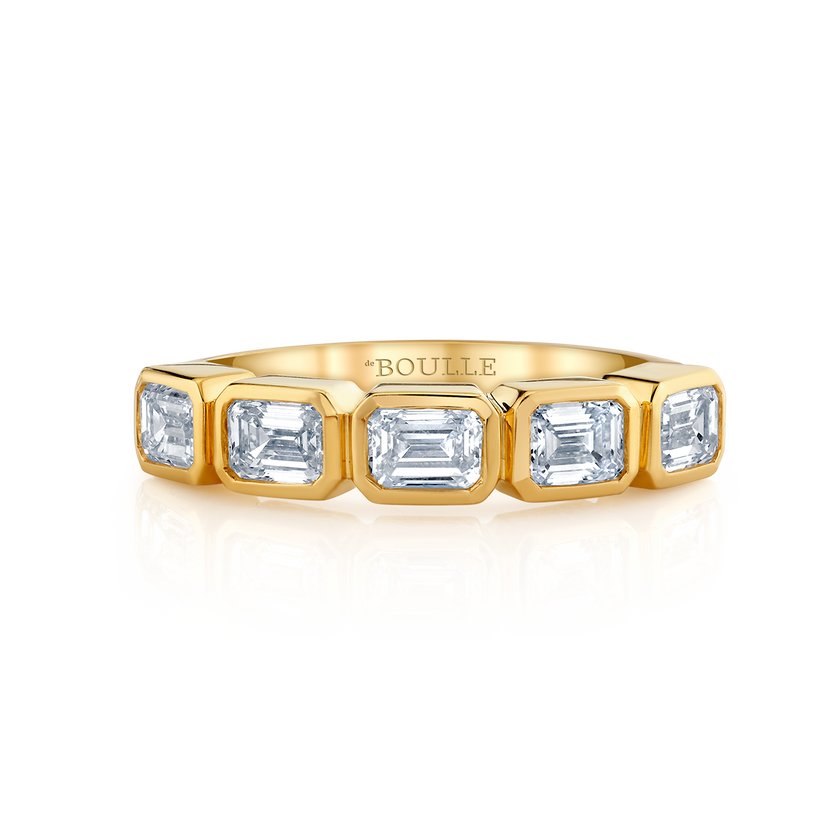 deBoulle Collection Classic Five Diamond Emerald Ring