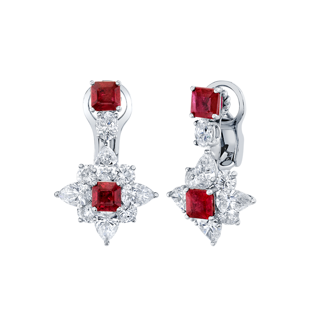 deBoulle Collection Ruby and Diamond Star Earrings