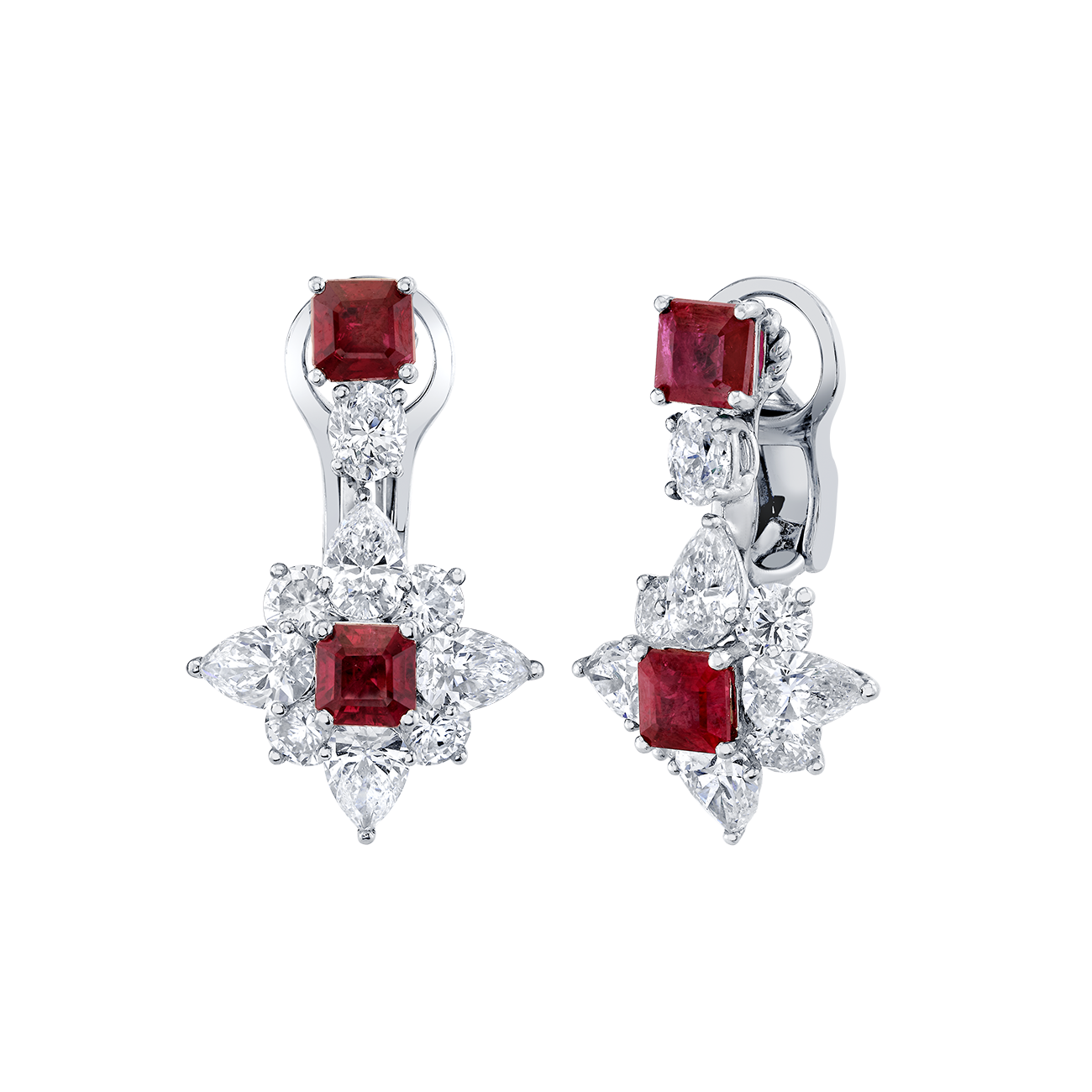 deBoulle Collection Ruby and Diamond Star Earrings