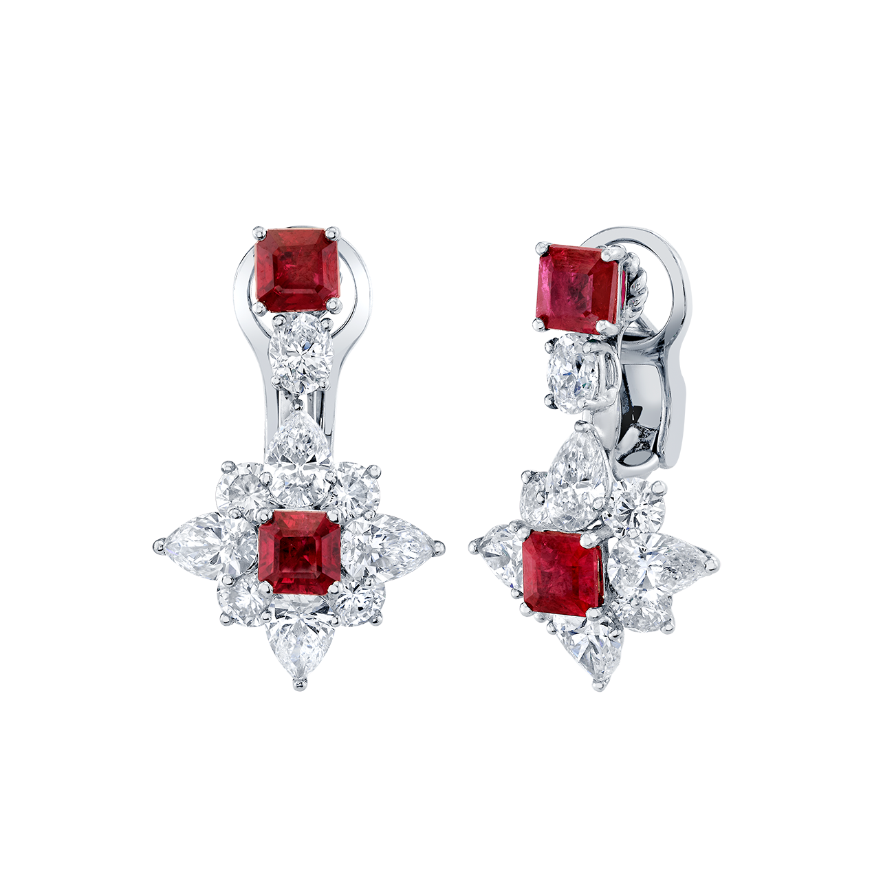 deBoulle Collection Ruby and Diamond Star Earrings