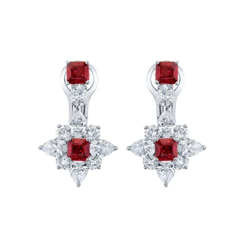 deBoulle Collection Ruby and Diamond Star Earrings