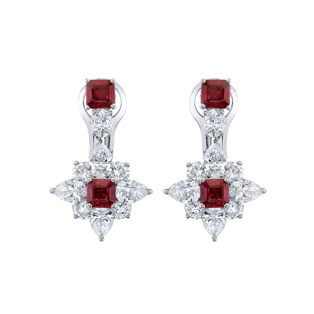 deBoulle Collection Ruby and Diamond Star Earrings