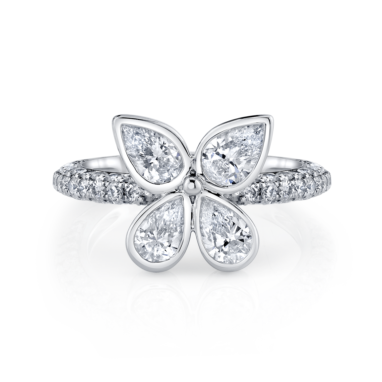 deBoulle Collection Pear Shape Diamond Flower Ring