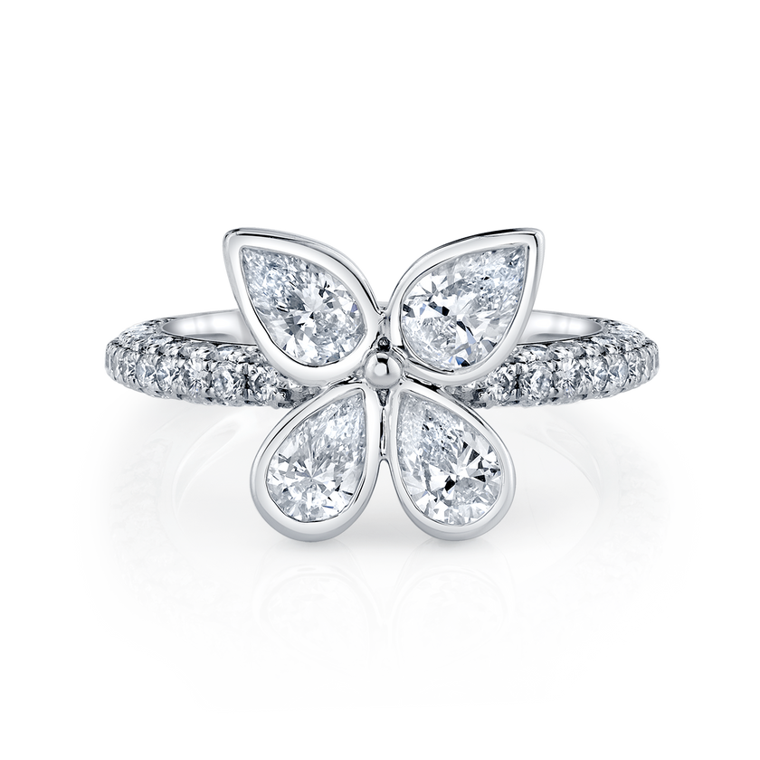 deBoulle Collection Pear Shape Diamond Flower Ring