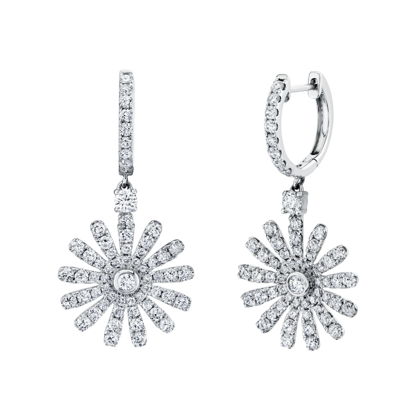 deBoulle Collection Petite Daisy Earrings in White Gold