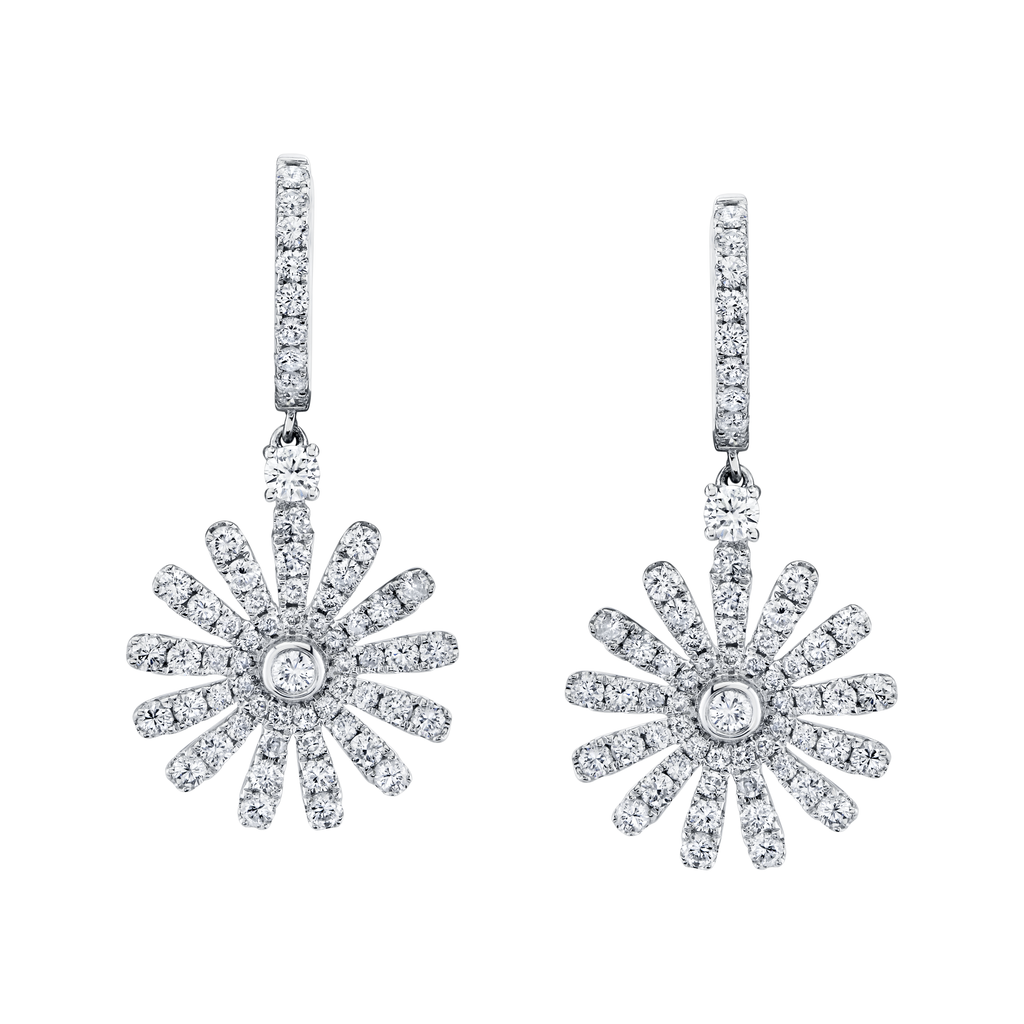 deBoulle Collection Petite Daisy Earrings in White Gold