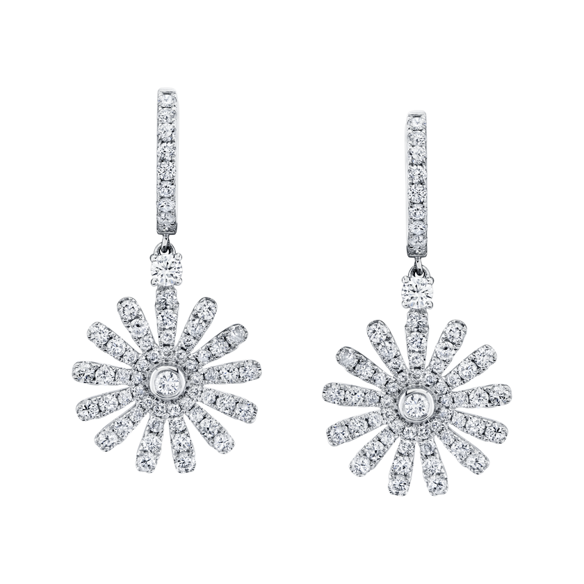 deBoulle Collection Petite Daisy Earrings in WHite Gold