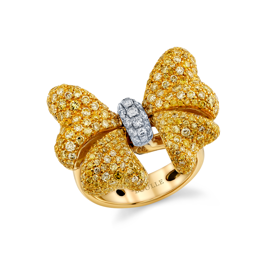deBoulle Collection Yellow and White Diamond Bow Ring