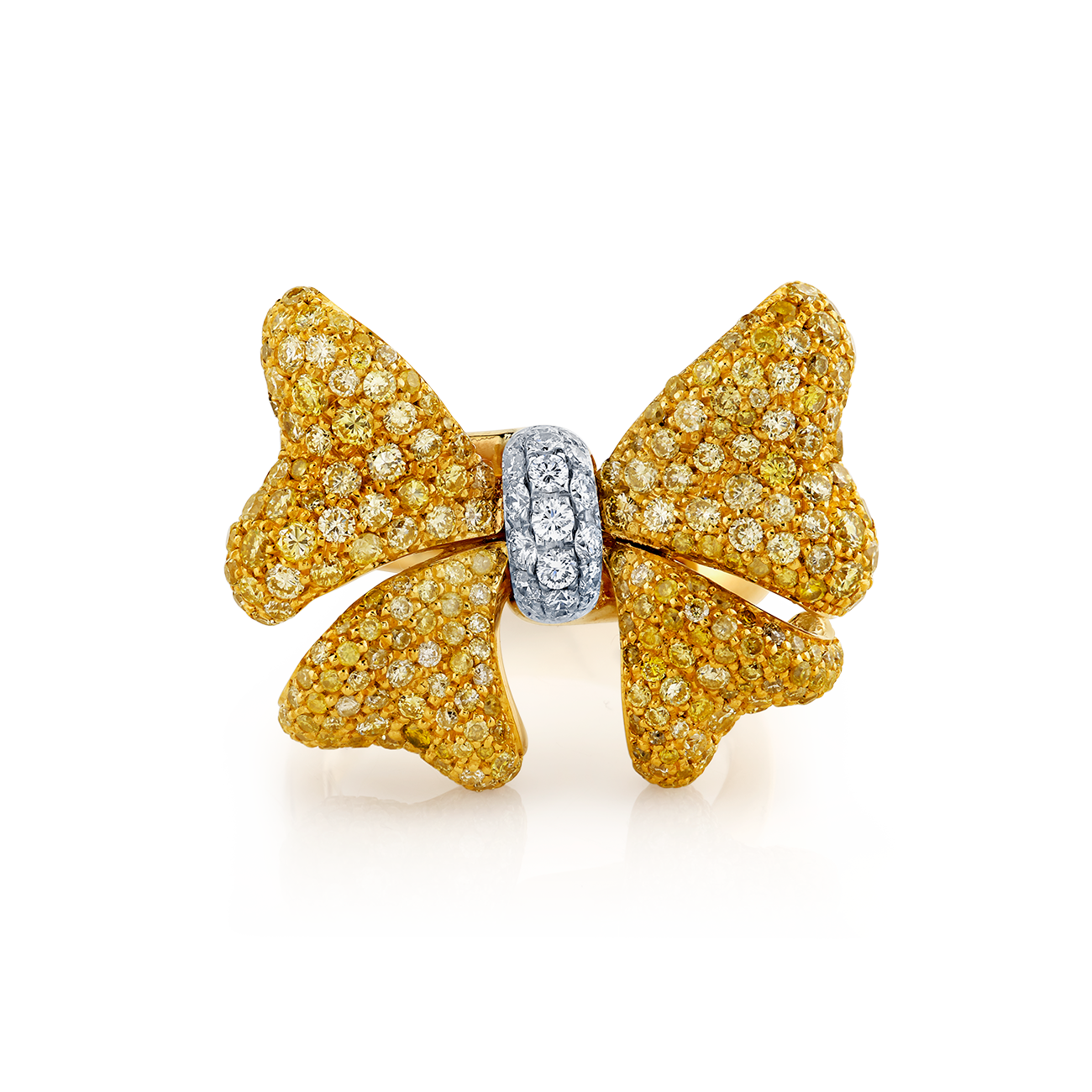 deBoulle Collection Yellow and White Diamond Bow Ring