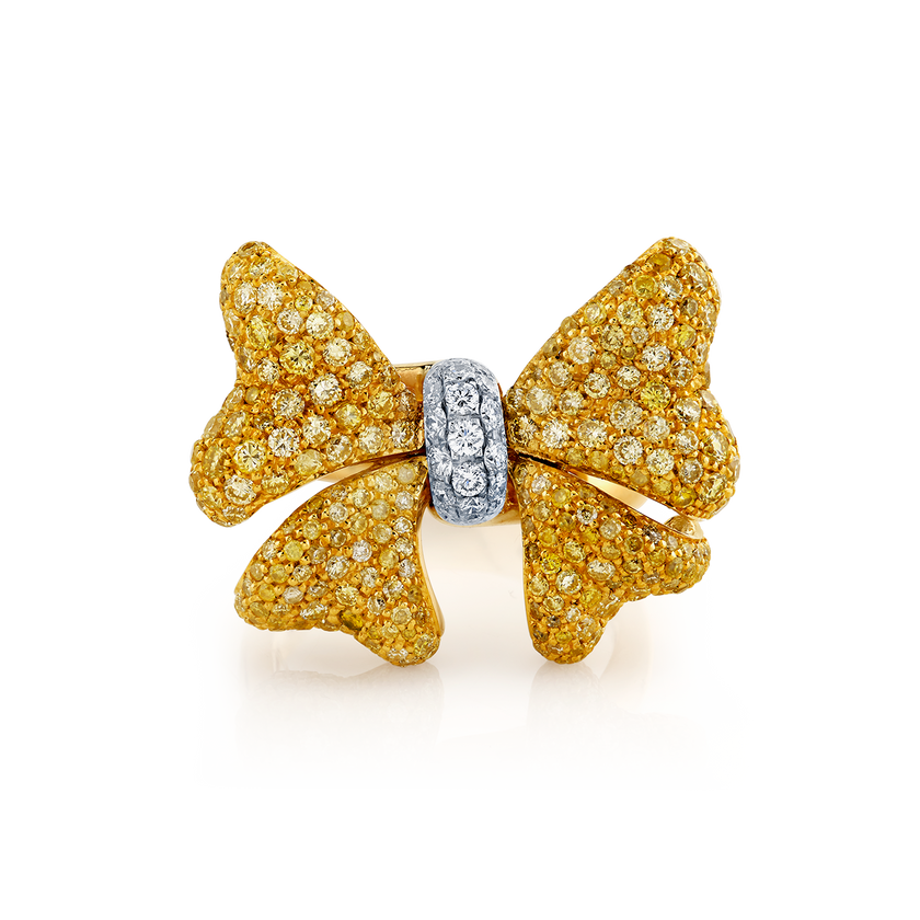 deBoulle Collection Yellow and White Diamond Bow Ring