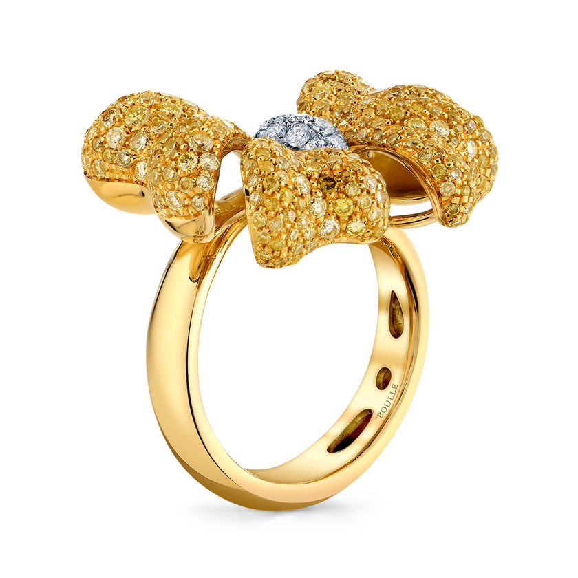 deBoulle Collection Yellow and White Diamond Bow Ring