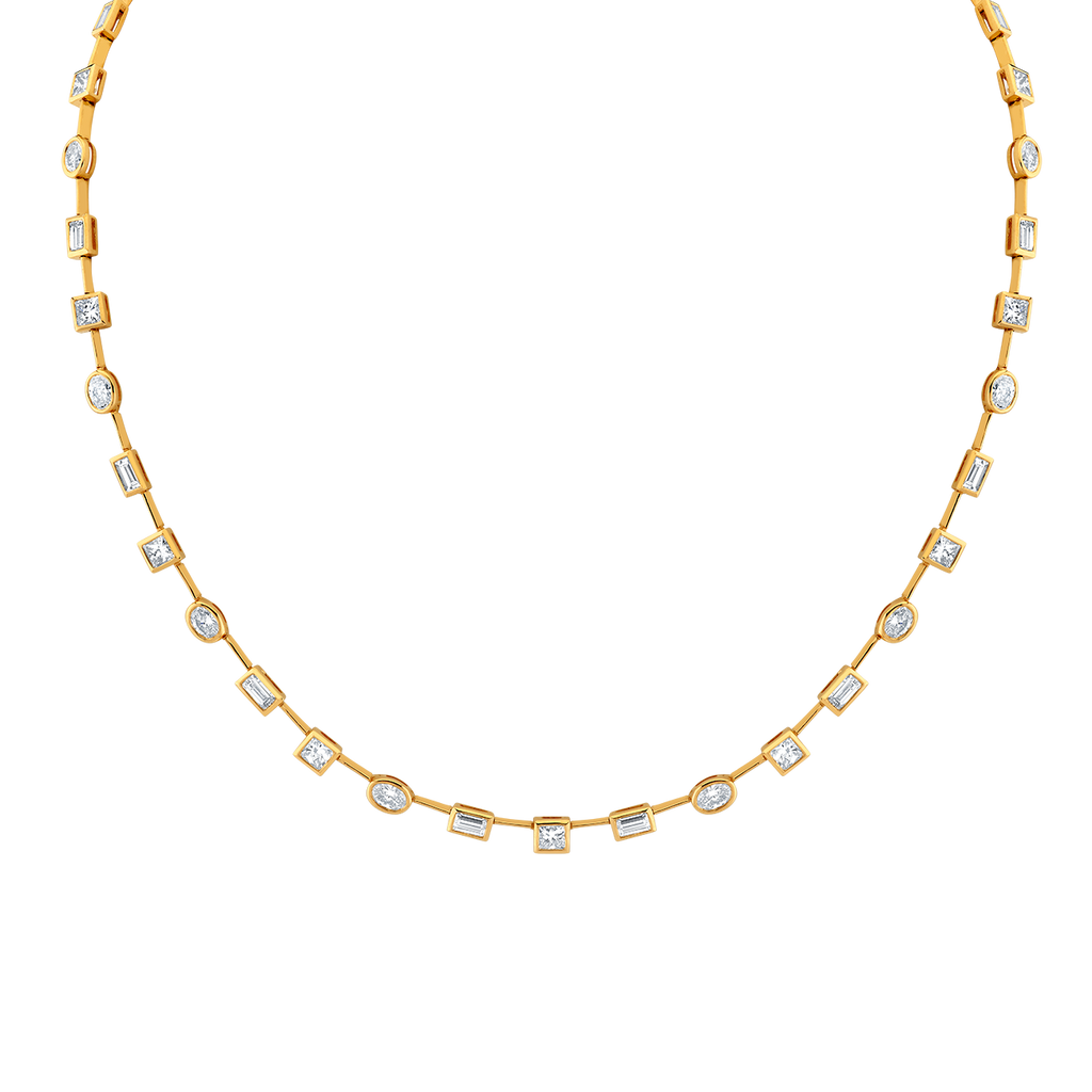 deBoulle Collection Mixed Cut Diamond Necklace in Yellow Gold